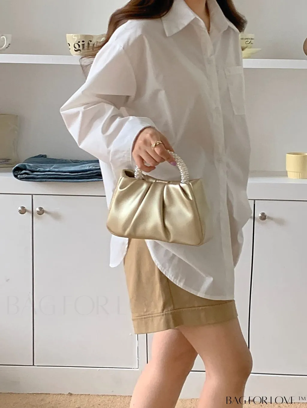BagForLove - Stylish Summer Crossbody Bag with Faux Pearl Handle and Pleated Design