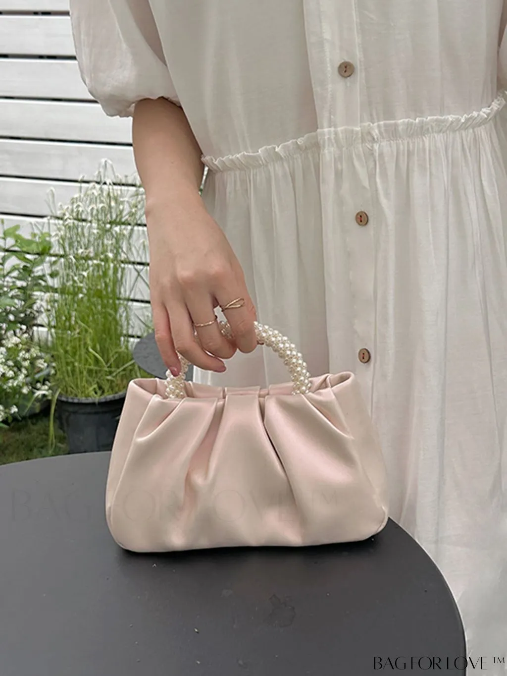 BagForLove - Stylish Summer Crossbody Bag with Faux Pearl Handle and Pleated Design