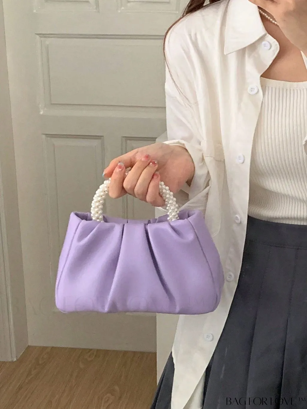 BagForLove - Stylish Summer Crossbody Bag with Faux Pearl Handle and Pleated Design