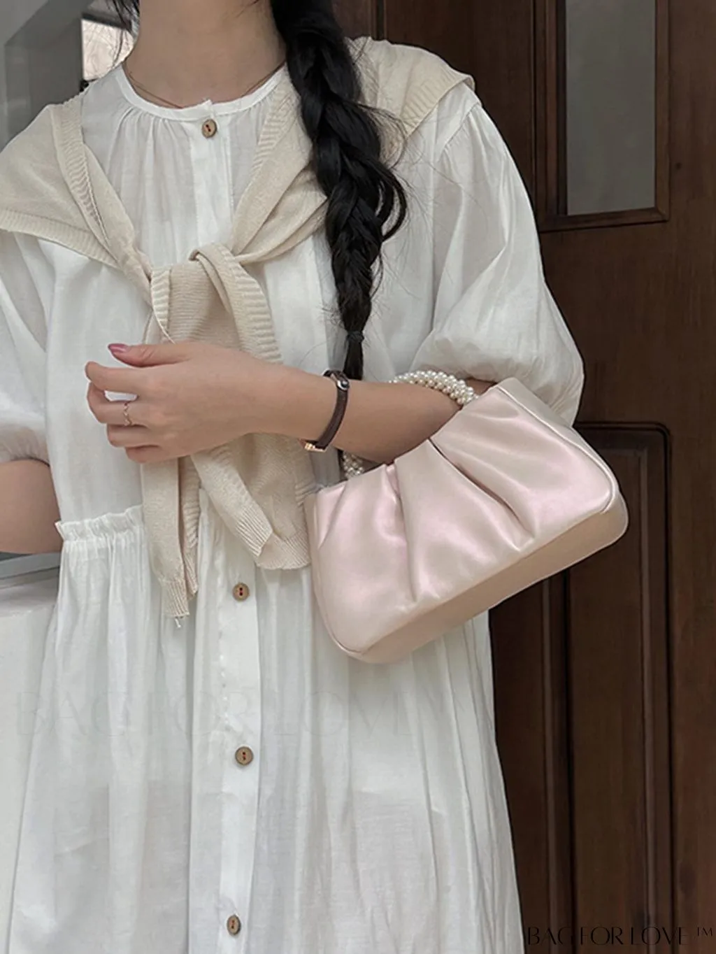 BagForLove - Stylish Summer Crossbody Bag with Faux Pearl Handle and Pleated Design