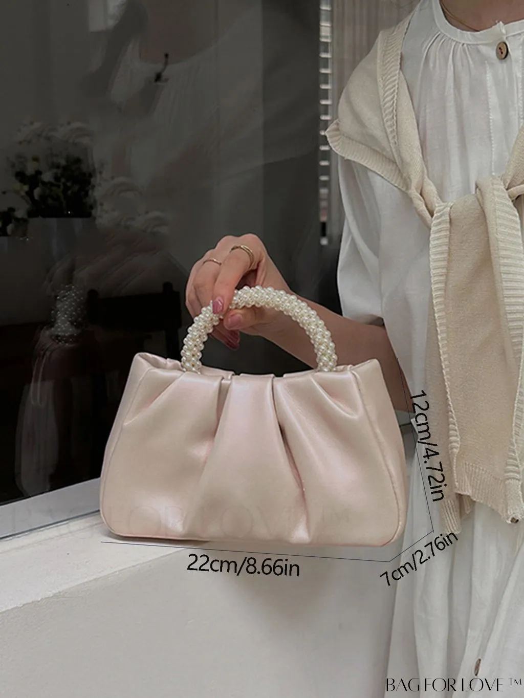 BagForLove - Stylish Summer Crossbody Bag with Faux Pearl Handle and Pleated Design