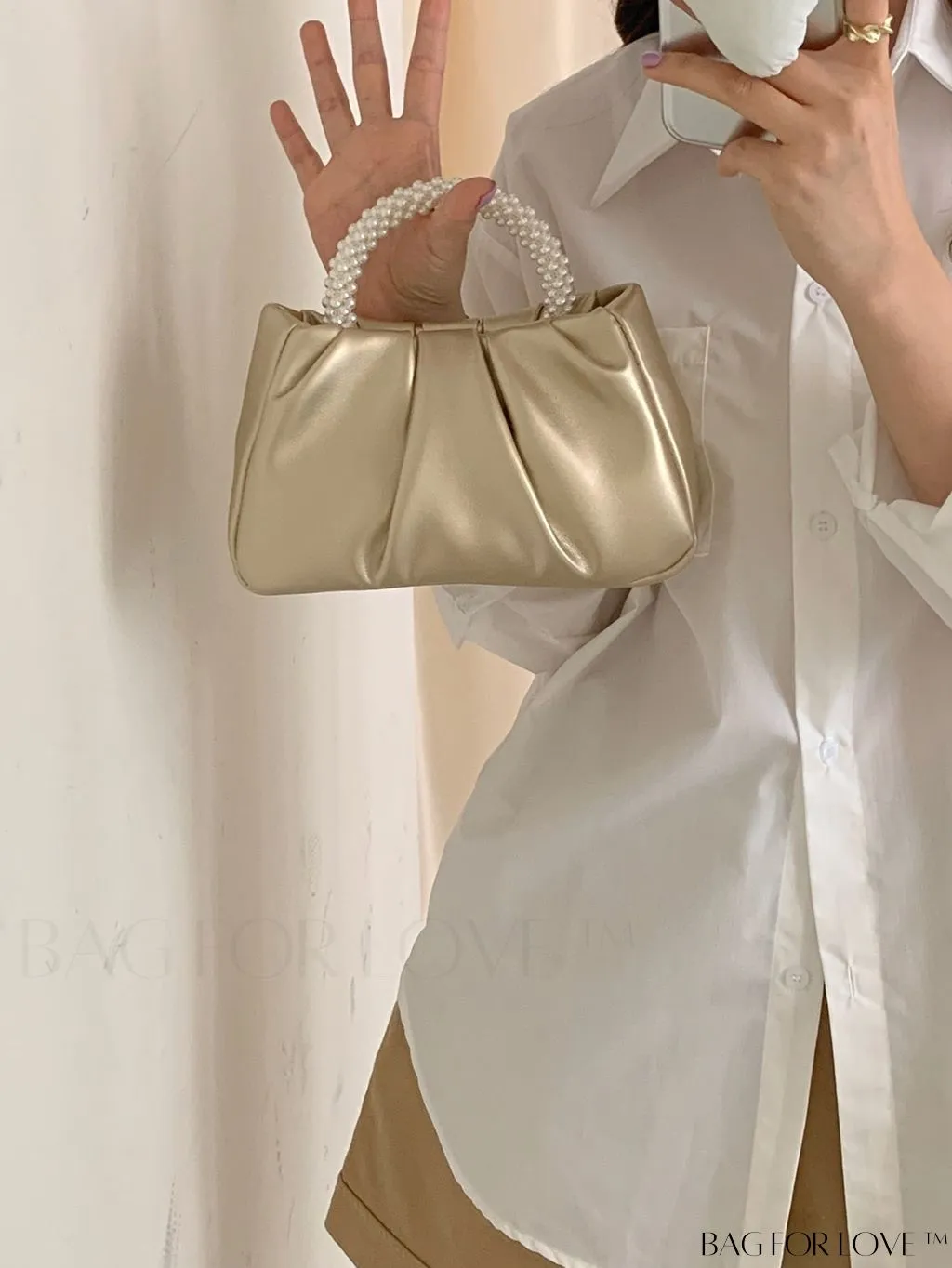 BagForLove - Stylish Summer Crossbody Bag with Faux Pearl Handle and Pleated Design