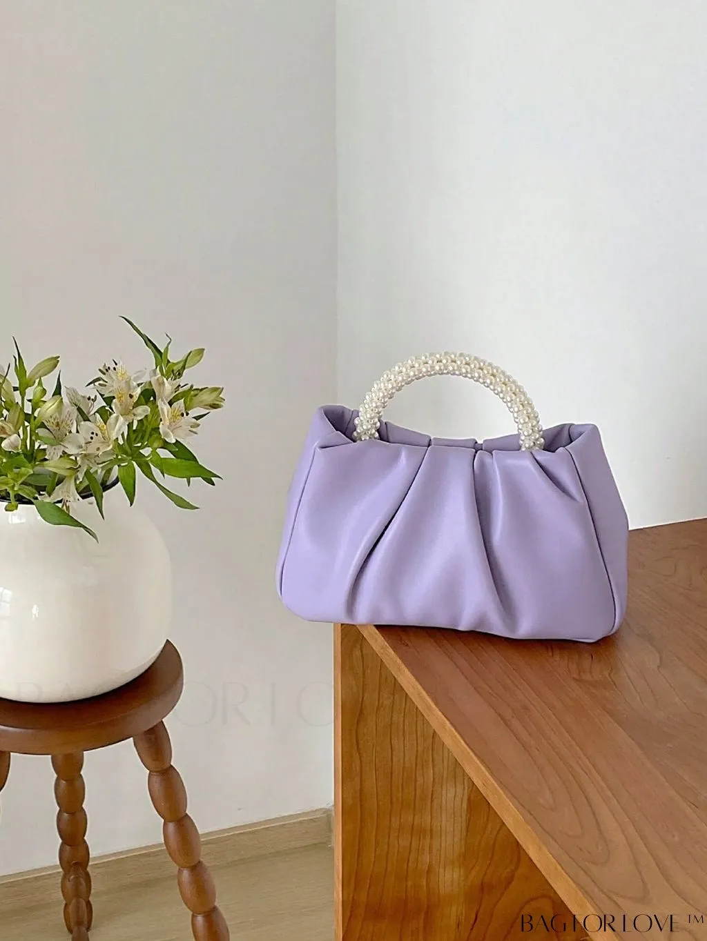 BagForLove - Stylish Summer Crossbody Bag with Faux Pearl Handle and Pleated Design