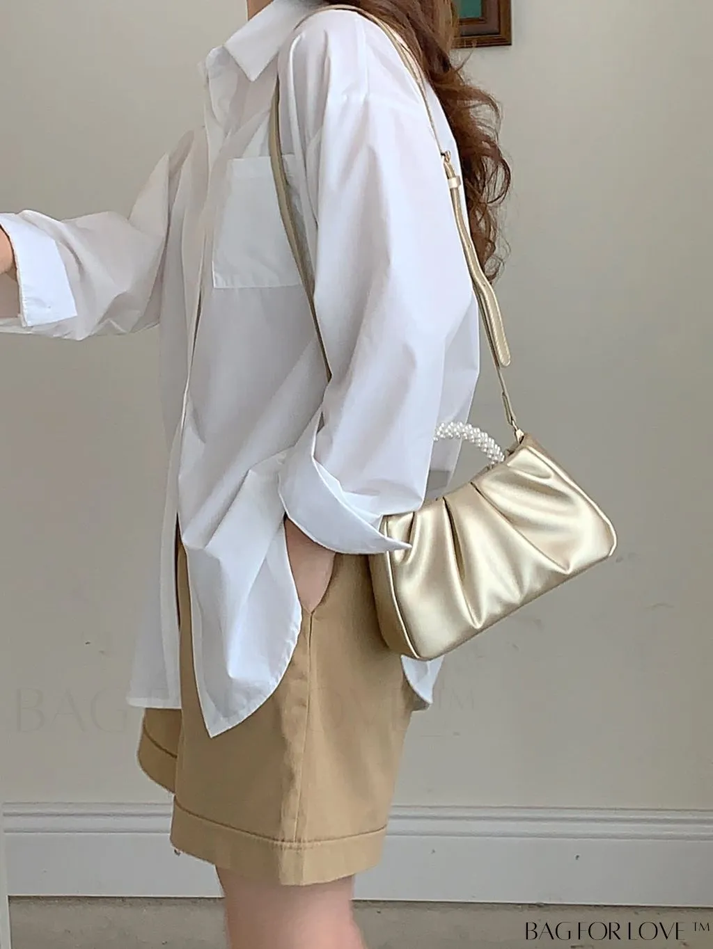 BagForLove - Stylish Summer Crossbody Bag with Faux Pearl Handle and Pleated Design