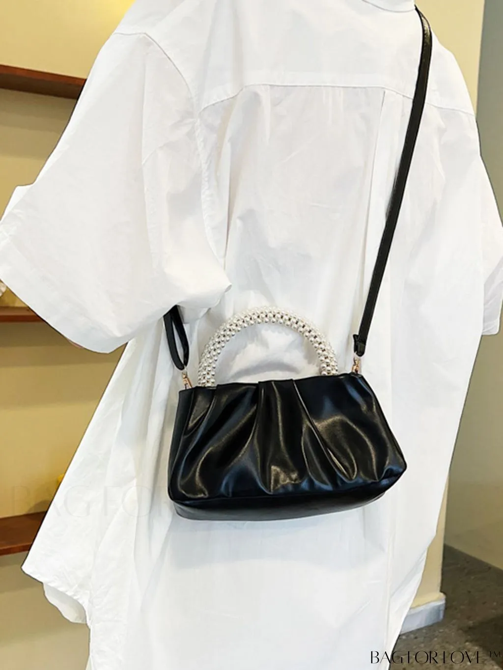 BagForLove - Stylish Summer Crossbody Bag with Faux Pearl Handle and Pleated Design
