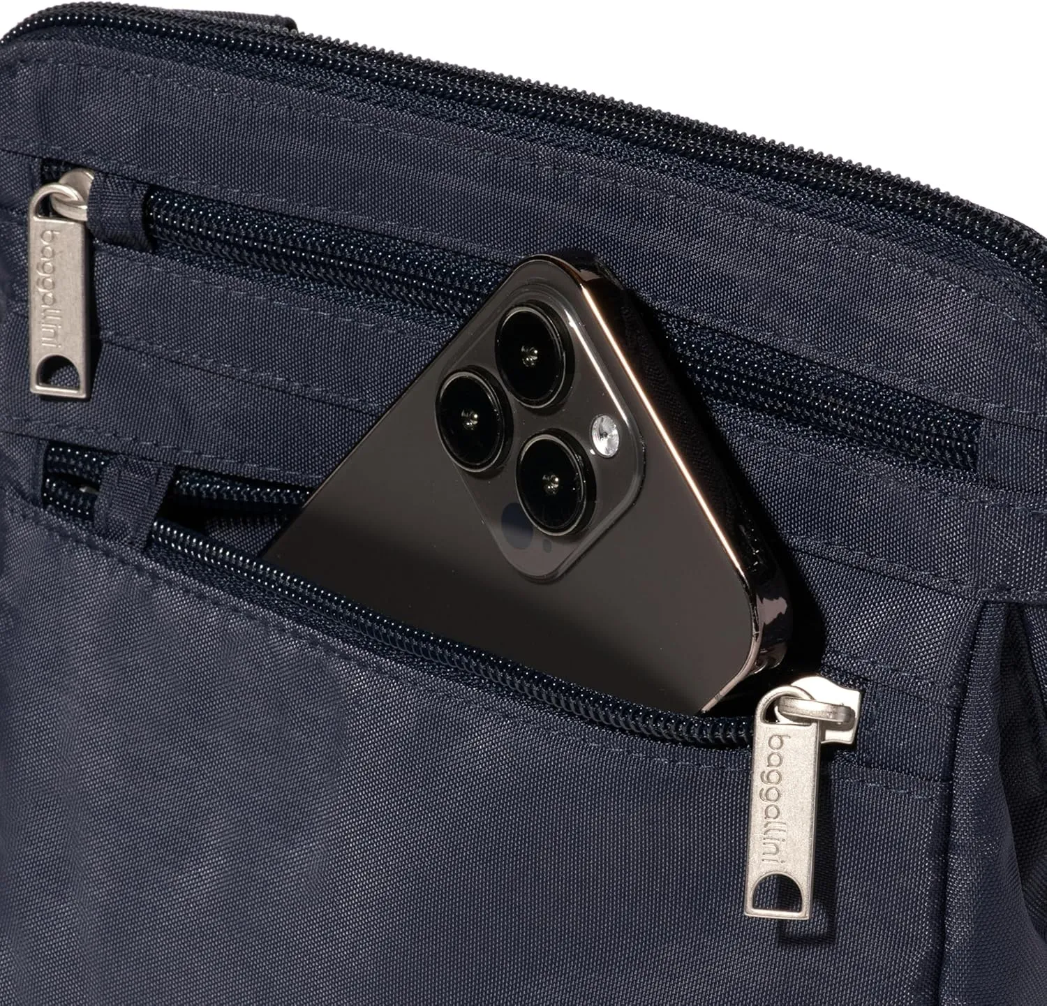 Baggallini Securtex Anti-Theft Crossbody Travel Purse with RFID Card Slots, Locking Zippers & Cut-Resistant Strap