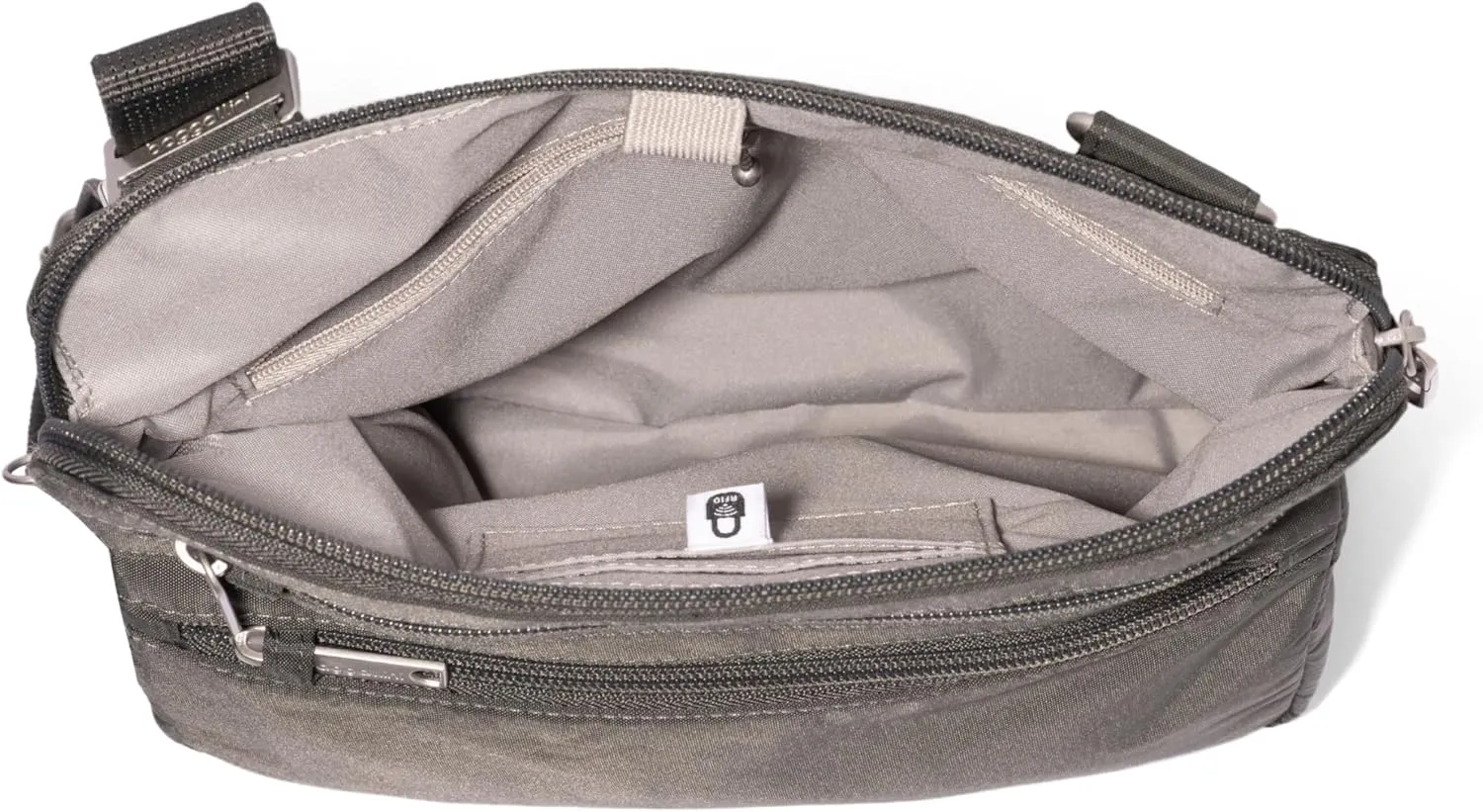 Baggallini Securtex Anti-Theft Crossbody Travel Purse with RFID Card Slots, Locking Zippers & Cut-Resistant Strap