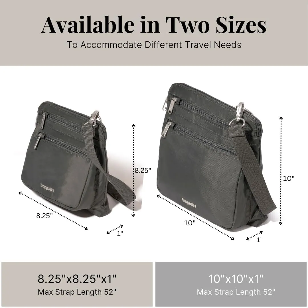 Baggallini Securtex Anti-Theft Crossbody Travel Purse with RFID Card Slots, Locking Zippers & Cut-Resistant Strap
