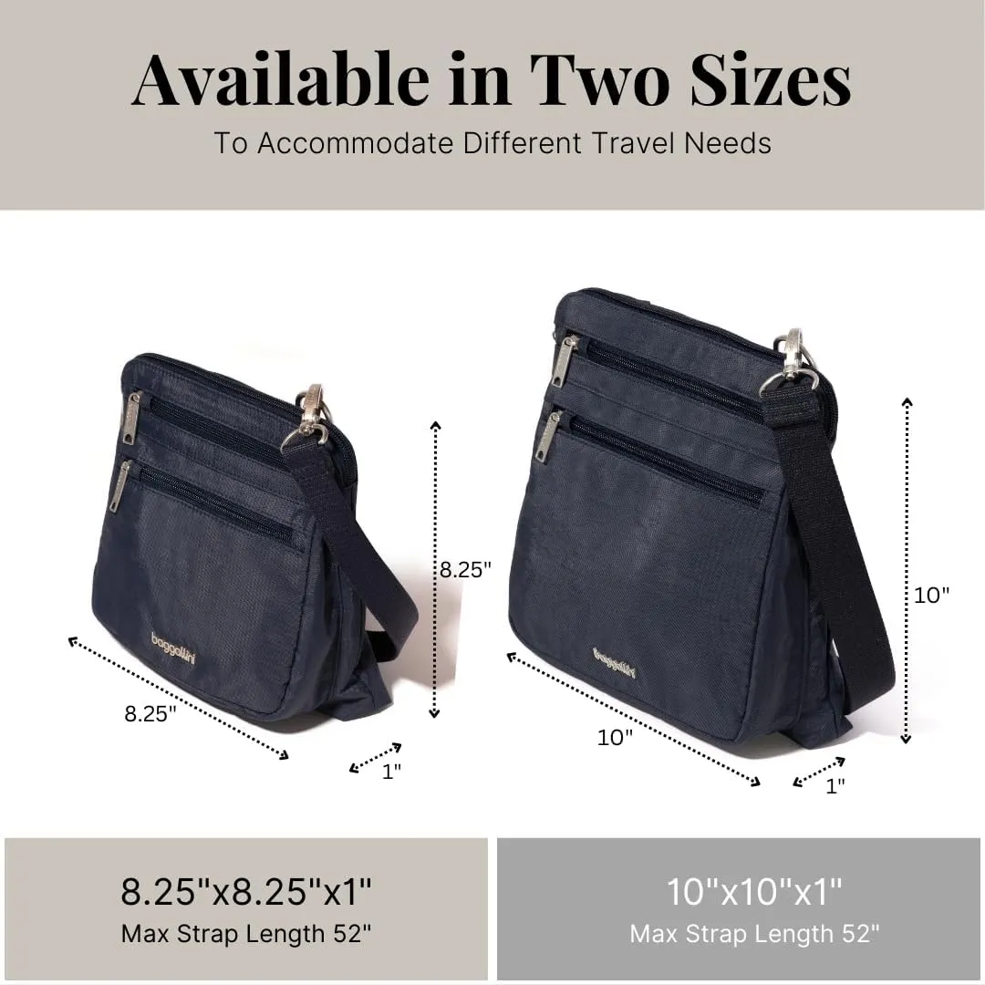 Baggallini Securtex Anti-Theft Crossbody Travel Purse with RFID Card Slots, Locking Zippers & Cut-Resistant Strap