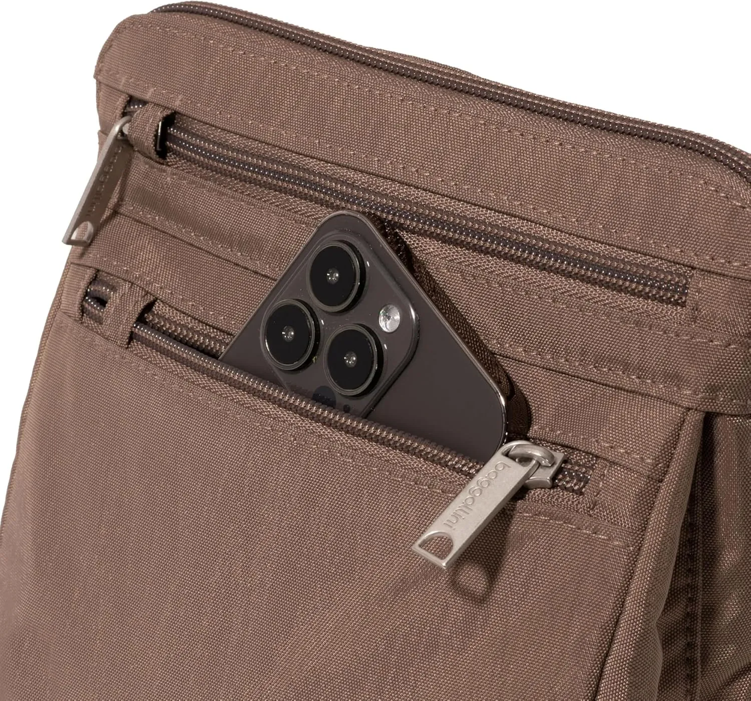 Baggallini Securtex Anti-Theft Crossbody Travel Purse with RFID Card Slots, Locking Zippers & Cut-Resistant Strap
