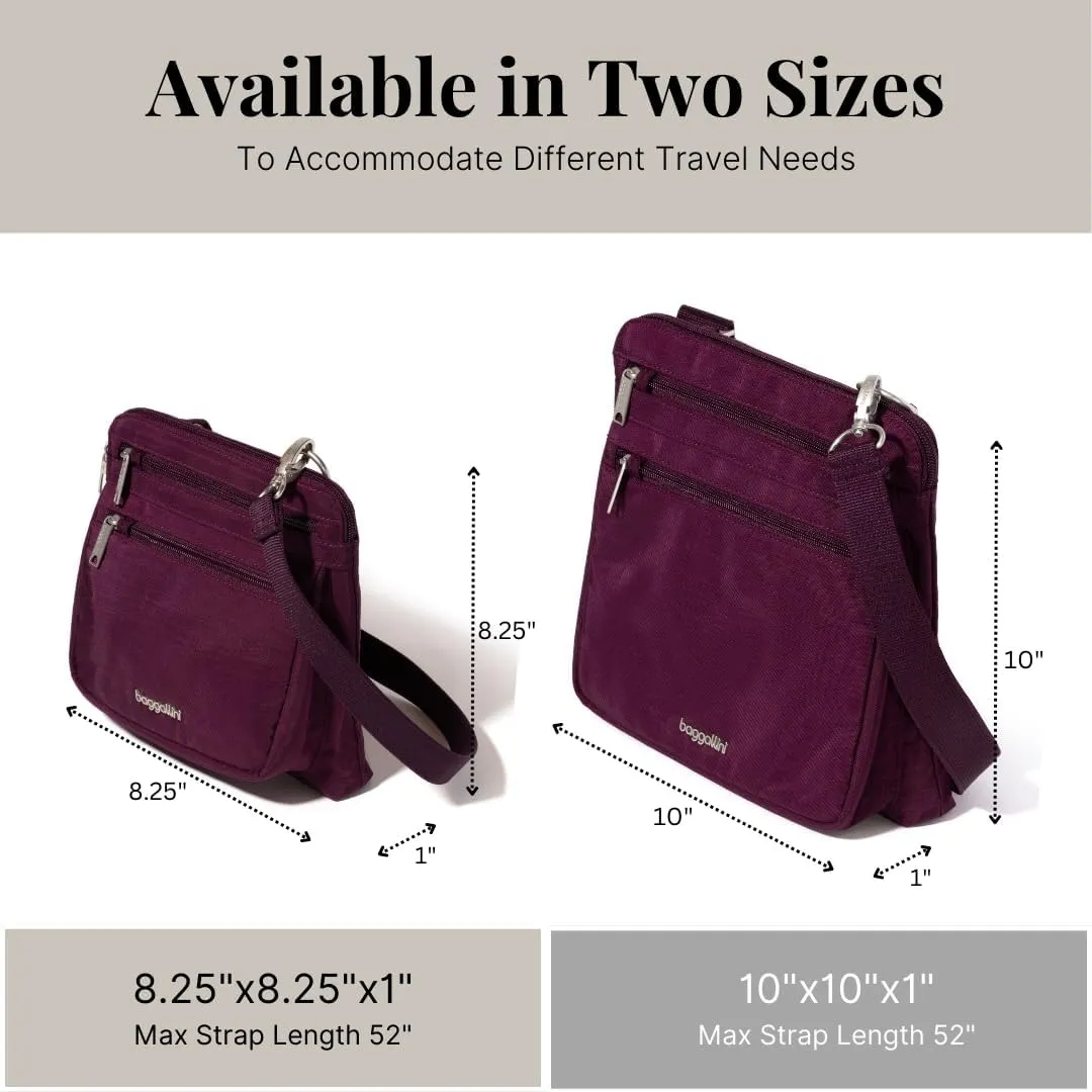 Baggallini Securtex Anti-Theft Crossbody Travel Purse with RFID Card Slots, Locking Zippers & Cut-Resistant Strap