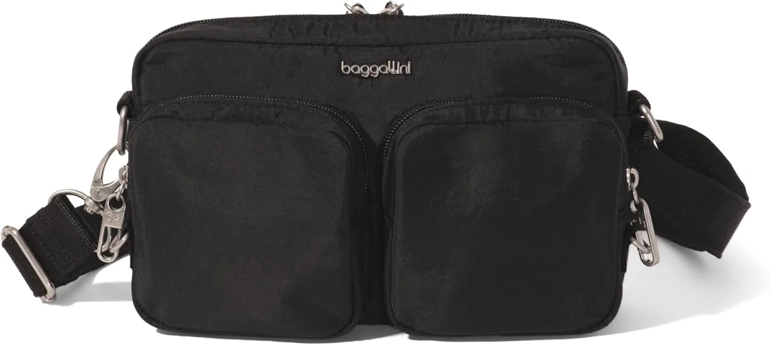 Baggallini Securtex Anti-Theft Treasure Crossbody 9"x5.5" Lightweight Travel Purse with RFID Card Slots Locking Zippers