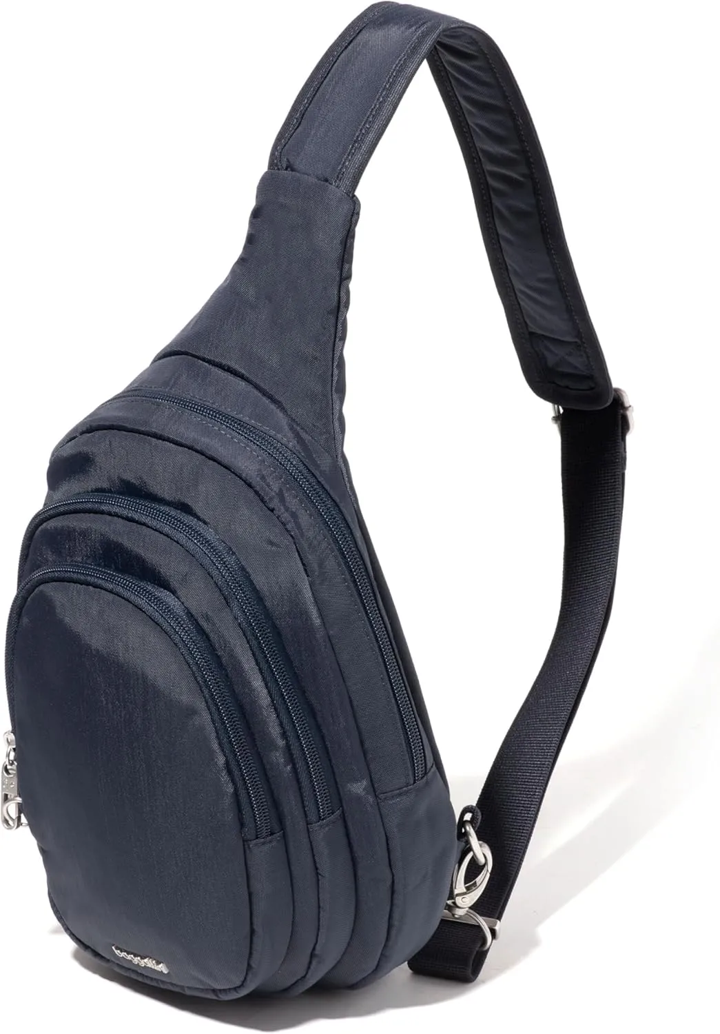 Baggallini Securtex® Anti-Theft Triple Zip Sling - Travel Backpack Sling Bag Crossbody - RFID Wallet Locking Zipper