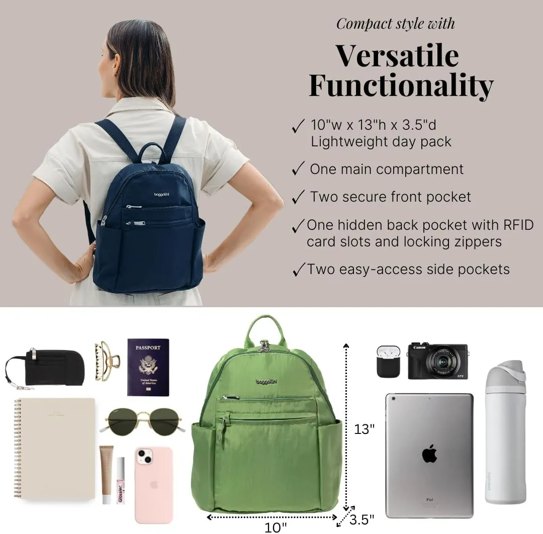Baggallini Securtex Anti-theft Vacation Backpack for Women - Lightweight Travel Backpack Locking Zipper & RFID Wallet