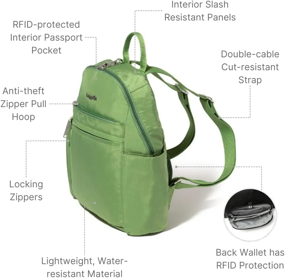 Baggallini Securtex Anti-theft Vacation Backpack for Women - Lightweight Travel Backpack Locking Zipper & RFID Wallet