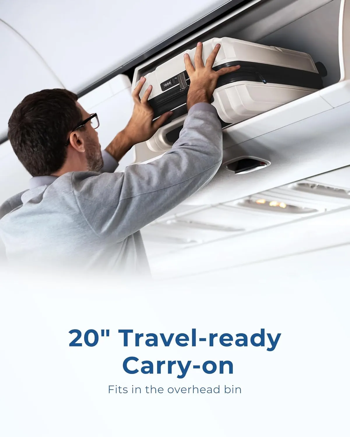 BAGSMART Carry On Luggage 22x14x9 Airline Approved, 1OO% PC Hardside Expandable Luggage with TSA Lock, 20 Inch Travel Suitcase with Spinner Wheels,Beige