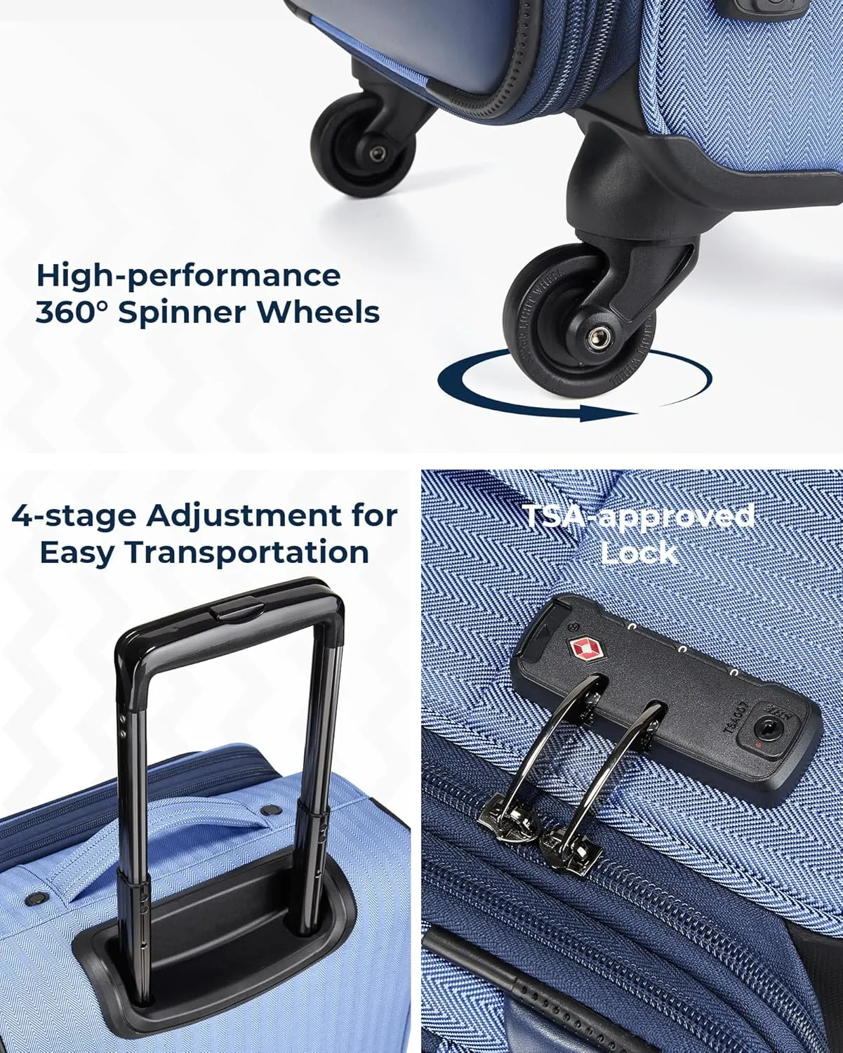 BAGSMART Carry-On Luggage Airline Approved, 20 inch Expandable Suitcase with Duffel bag, Softside Lightweight Suitcases with Spinner Wheels, Durable Travel Luggage, Carry-On Blue
