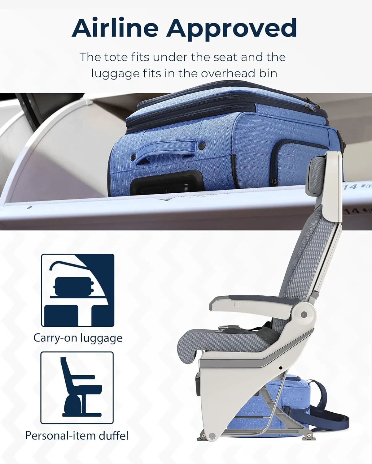 BAGSMART Carry-On Luggage Airline Approved, 20 inch Expandable Suitcase with Duffel bag, Softside Lightweight Suitcases with Spinner Wheels, Durable Travel Luggage, Carry-On Blue
