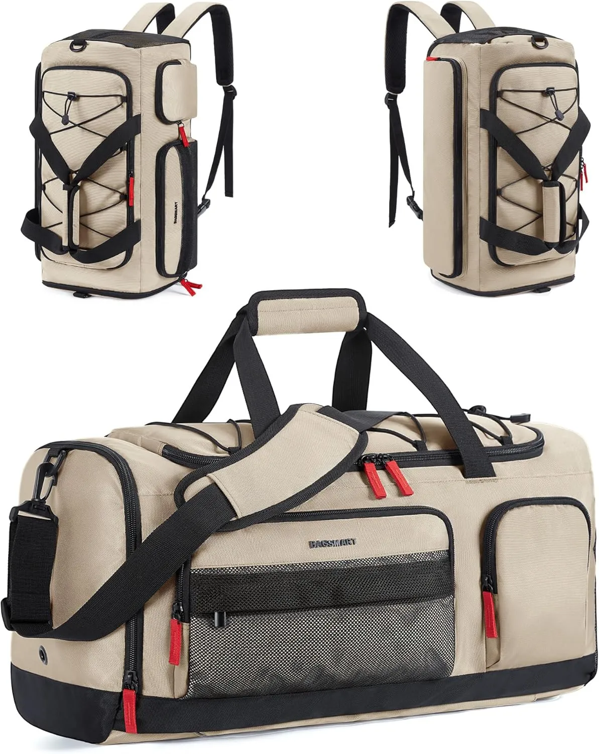 BAGSMART Gym Bag for Men&Women, 35L Sports Travel Duffel Bag with Shoe Laptop Compartment，Anti-Theft Carry On Weekender Bag for Airplane,Workout Overnight Backpack for Hiking,Khaki