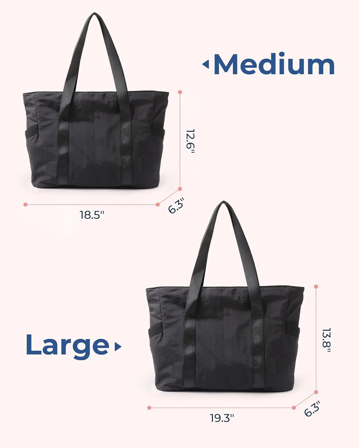 BAGSMART Tote Bag for Women with Zipper, Gym Tote with Compartments, Work Tote Nurse Dance Yoga Bag for Sport, Travel