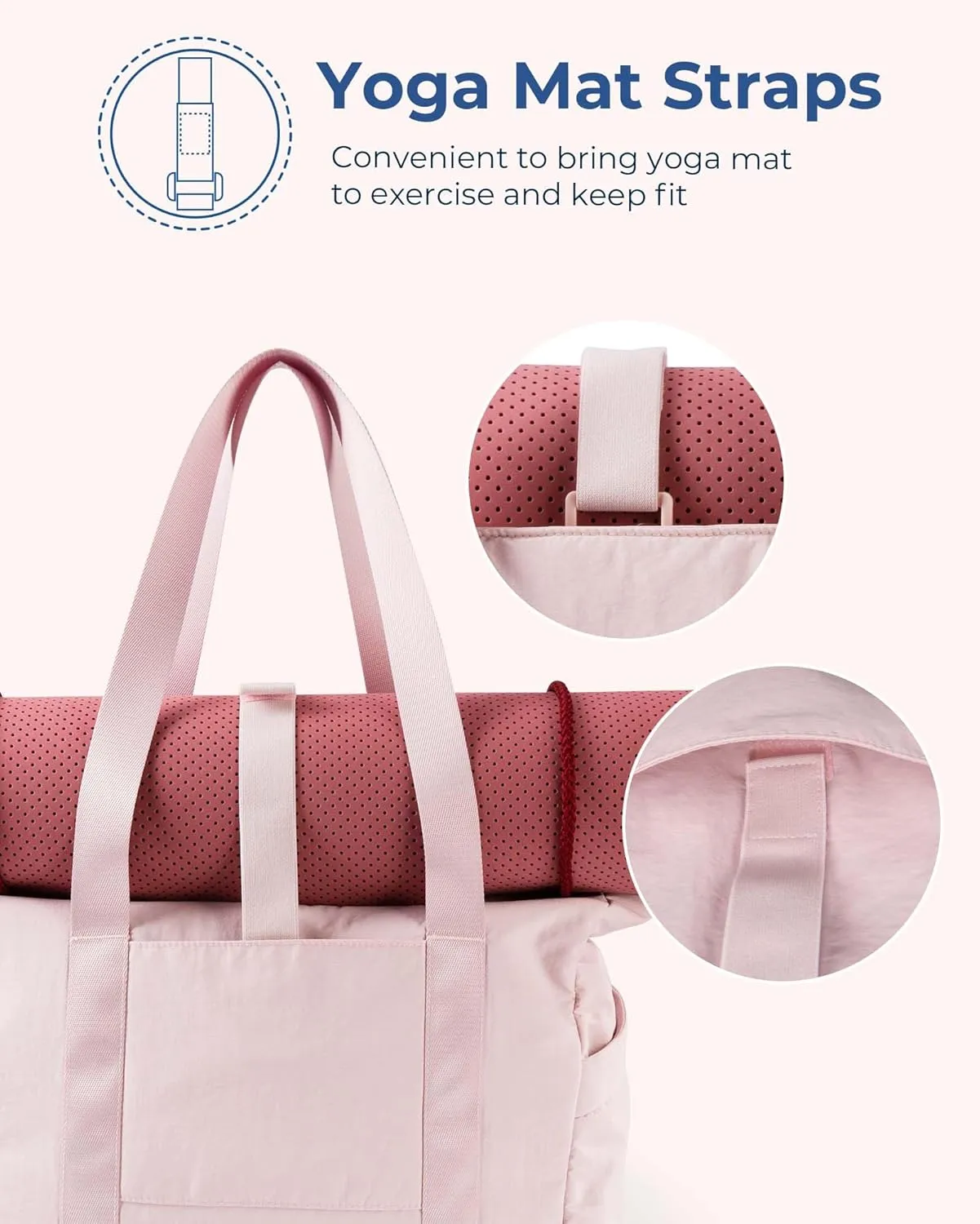 BAGSMART Tote Bag for Women with Zipper, Gym Tote with Compartments, Work Tote Nurse Dance Yoga Bag for Sport, Travel