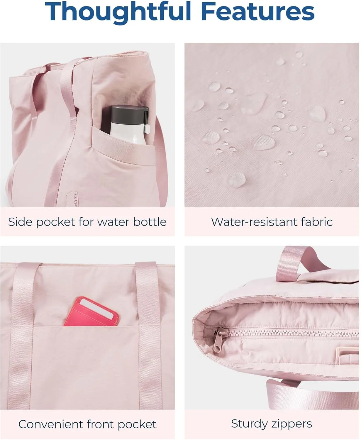 BAGSMART Tote Bag for Women with Zipper, Gym Tote with Compartments, Work Tote Nurse Dance Yoga Bag for Sport, Travel