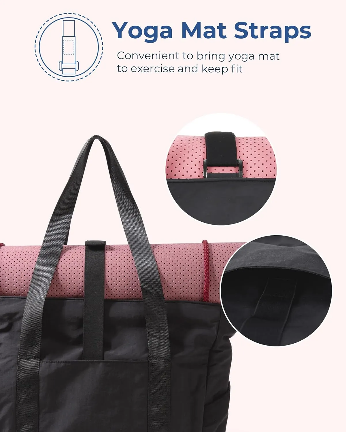 BAGSMART Tote Bag for Women with Zipper, Gym Tote with Compartments, Work Tote Nurse Dance Yoga Bag for Sport, Travel