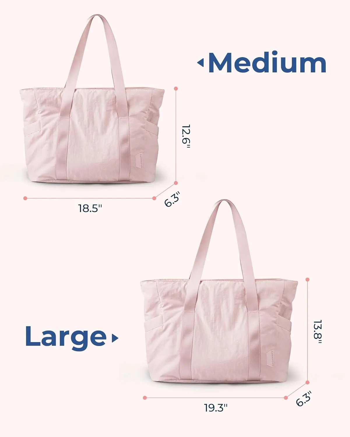BAGSMART Tote Bag for Women with Zipper, Gym Tote with Compartments, Work Tote Nurse Dance Yoga Bag for Sport, Travel