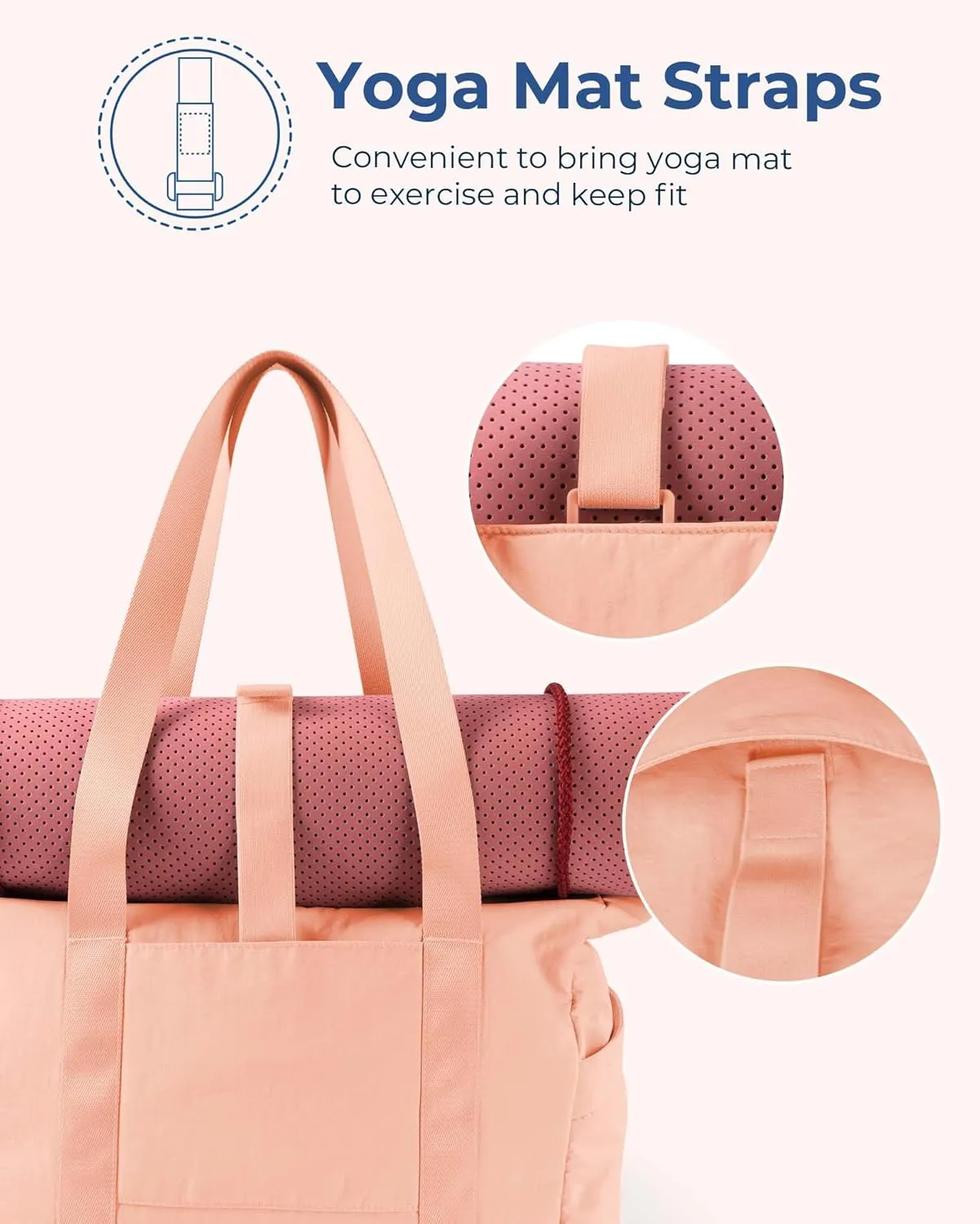 BAGSMART Tote Bag for Women with Zipper, Gym Tote with Compartments, Work Tote Nurse Dance Yoga Bag for Sport, Travel