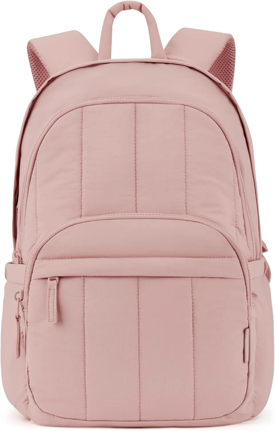 BAGSMAT Womens Backpack Travel Laptop Backpack for Women, Quilted College Laptop Bookbag, Work Back Pack for Women, Cute Computer Water-Resistant Casual Daypack, Puffer Pink