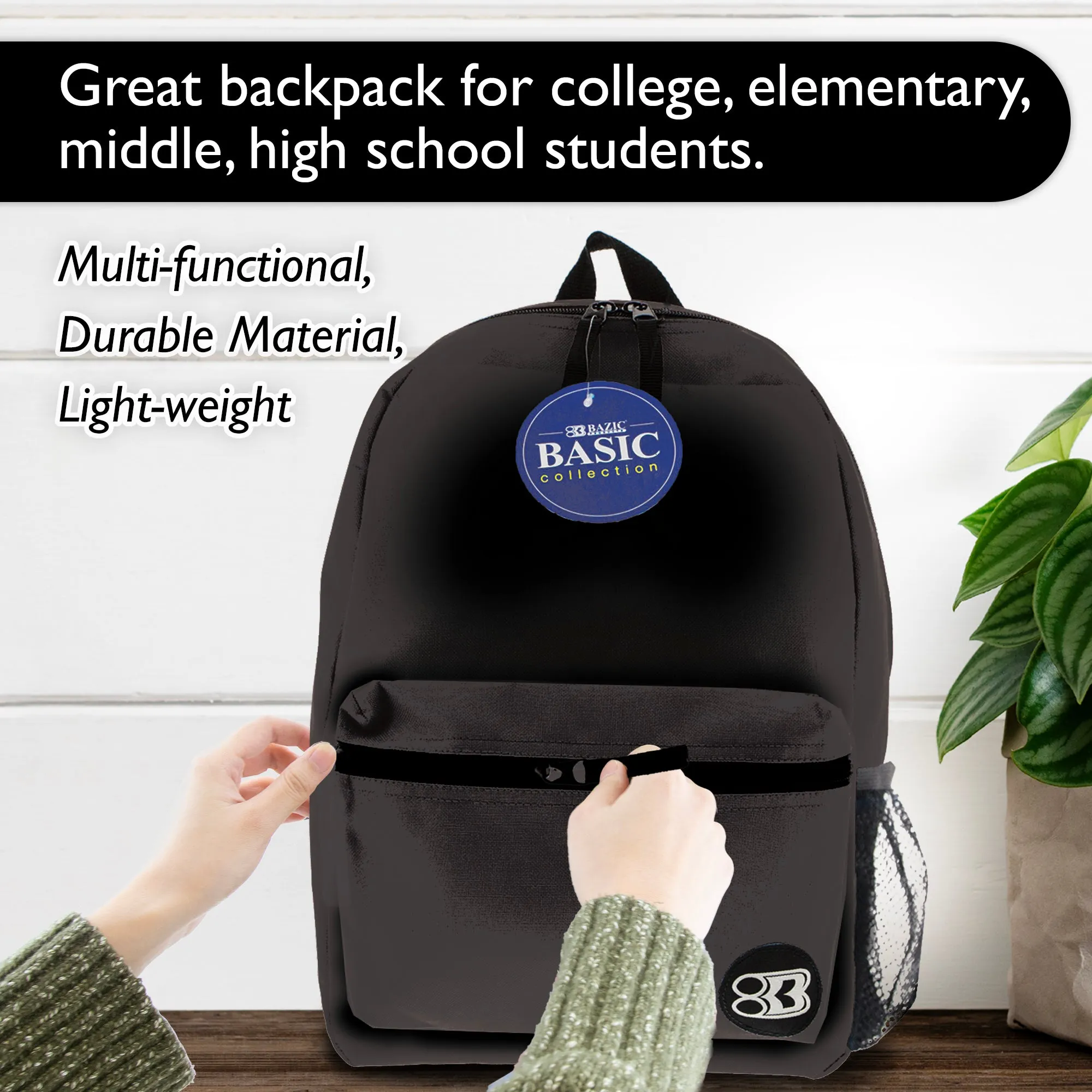 Basic 16" Black Backpack