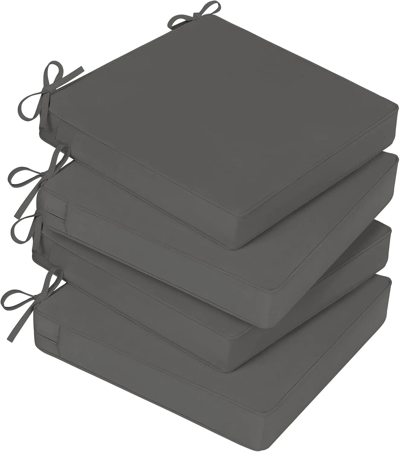 Basic Beyond Outdoor Chair Cushions for Patio Furniture, Waterproof Outdoor Seat Cushions Set of 4 18 x 18, Patio Chair Cushions Set of 4 with Ties and Handle, Dark Grey