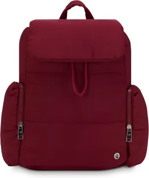 BEARPAW Women’s Backpack - Puffy Quilted Top Open Backpack for Women, Laptop Bag for Work & Travel | Fits Most 15" Laptops, Burgundy