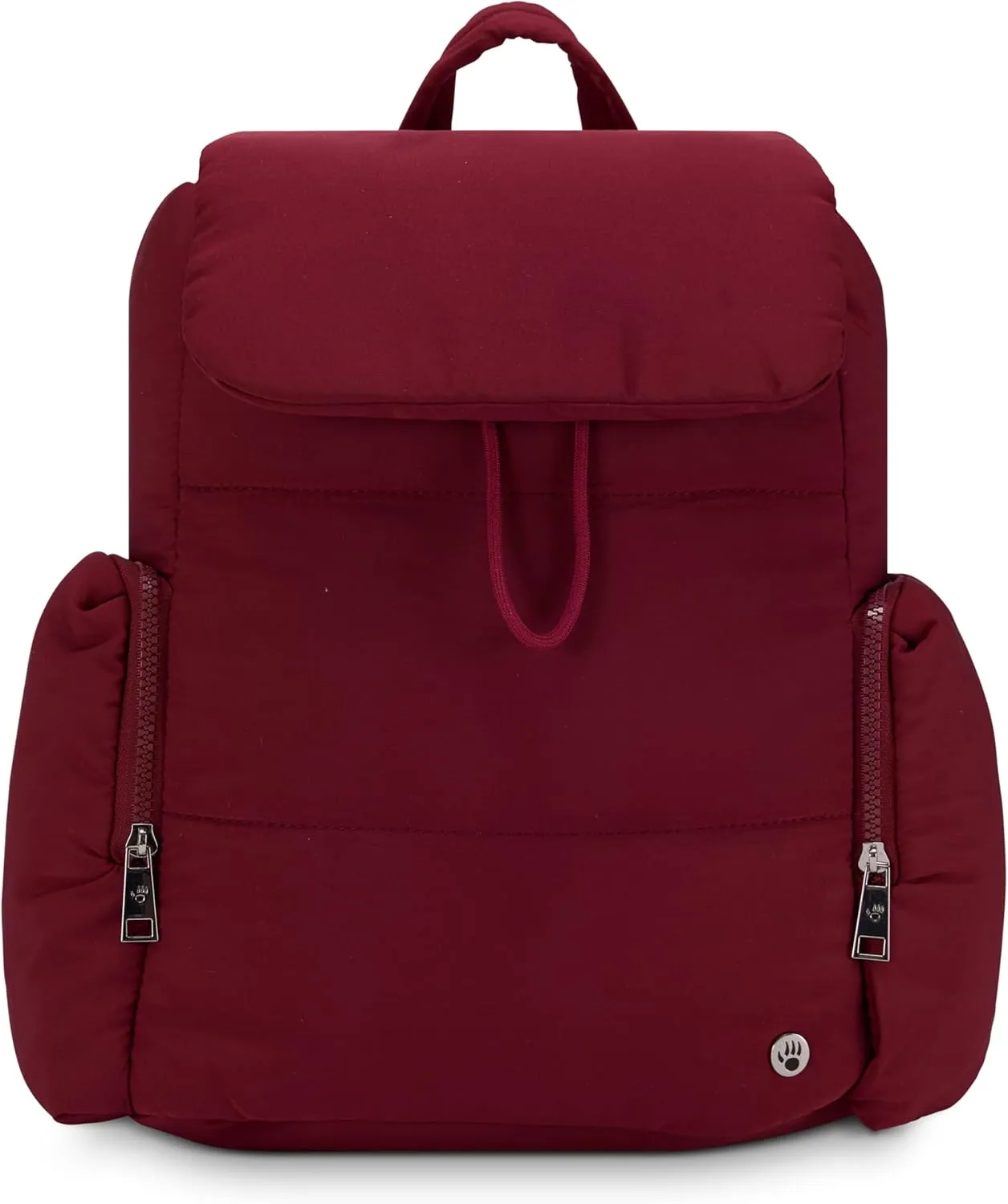 BEARPAW Women’s Backpack - Puffy Quilted Top Open Backpack for Women, Laptop Bag for Work & Travel | Fits Most 15" Laptops, Burgundy