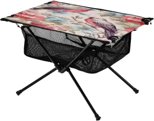 Beautiful Birds Portable Folding Camping Table, Compact Lightweight Beach Table with Carrying Bag for Outdoor Picnics, BBQs, Camp