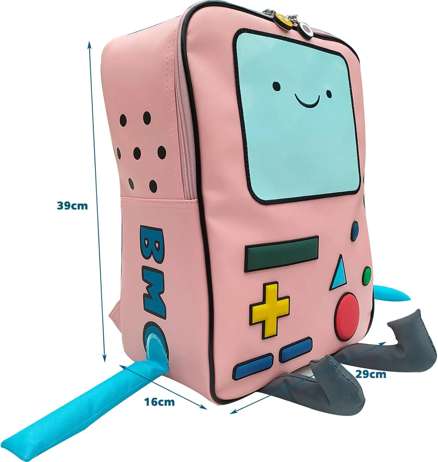 BeeMore Cartoon Robot Travel Laptop Cute Backpack Blue PU Robot Animal Finn Jake Adventure Trip Backpack Water Resistant College Computer Bag Gift for Men & Women Fits 15.6 Inch Notebook
