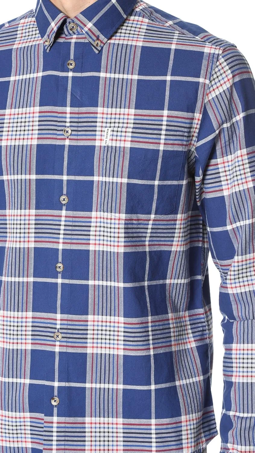 Ben Sherman Men's Long Sleeve Oxford Check Button Down Shirt