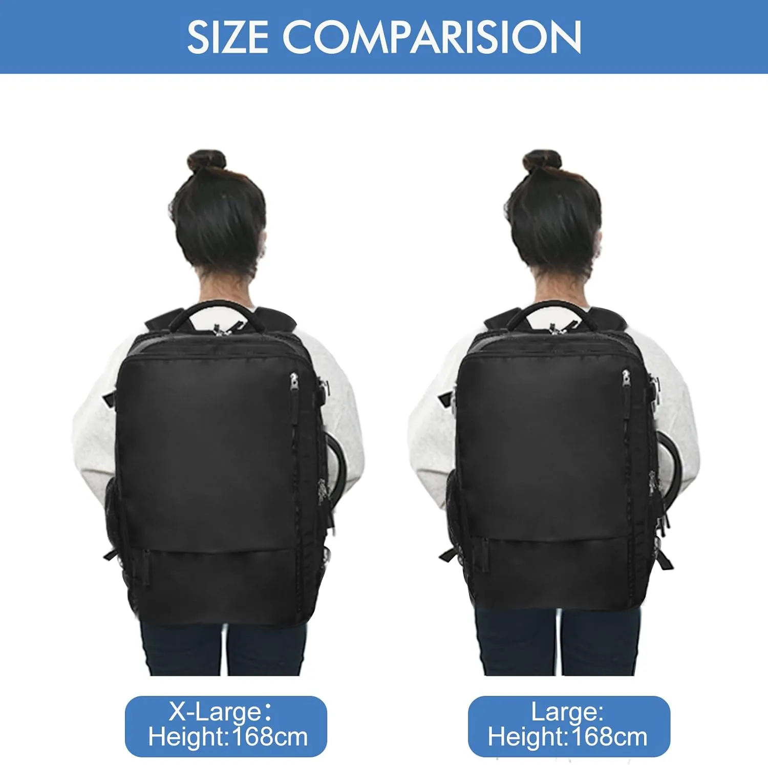Beraliy Travel Backpack for Men Women, Carry On Backpack, 16 Inch Laptop Backpack, Waterproof Hiking Backpack, Casual Outdoor Daypack College Bag, Black