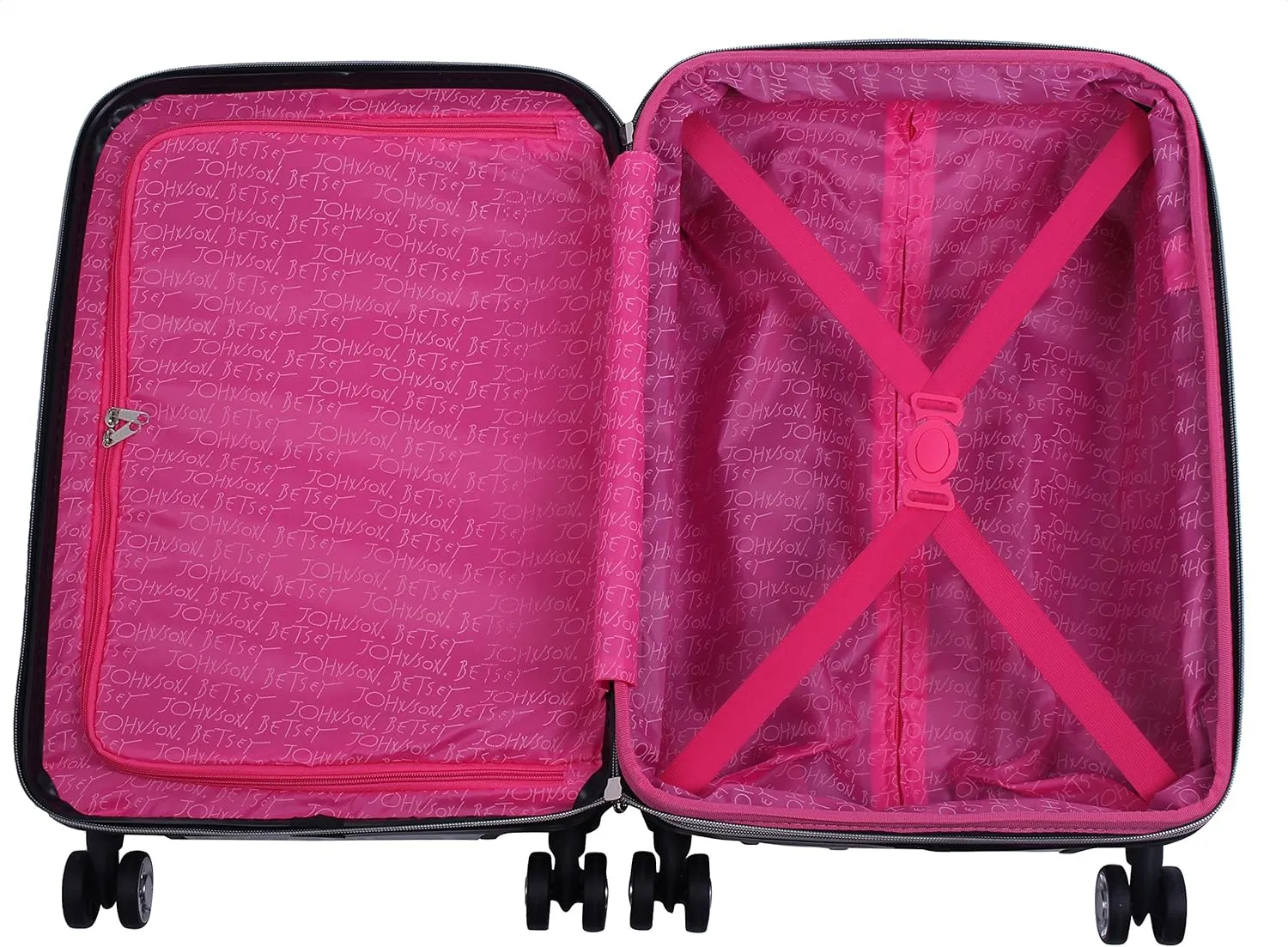 Betsey Johnson 26 Inch Checked Luggage Collection - Expandable Scratch Resistant (ABS   PC) Hardside Suitcase - Designer Lightweight Bag with 8-Rolling Spinner Wheels (Paris Love)