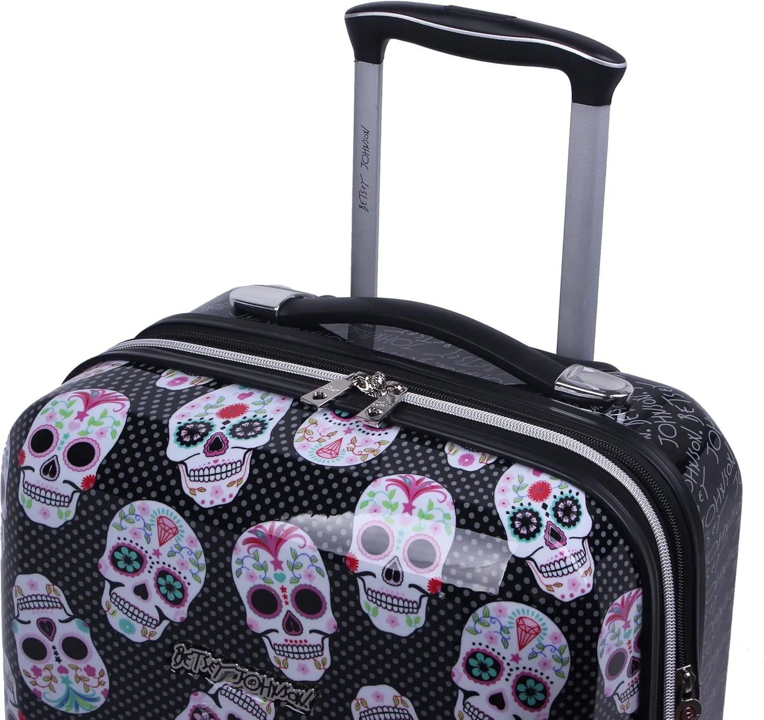 Betsey Johnson 30 Inch Checked Luggage Collection - Expandable Scratch Resistant (ABS   PC) Hardside Suitcase - Designer Lightweight Bag with 8-Rolling Spinner Wheels