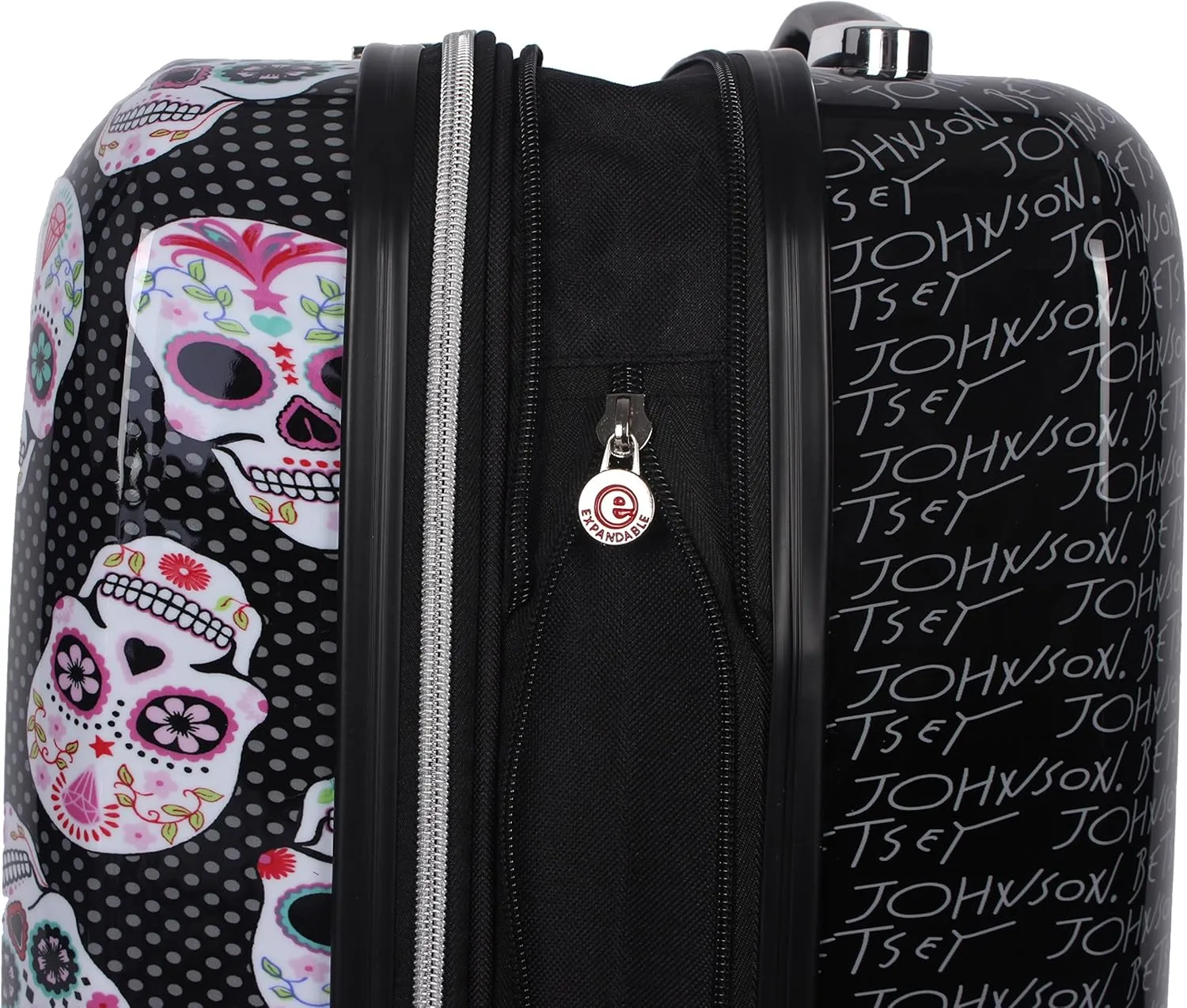 Betsey Johnson 30 Inch Checked Luggage Collection - Expandable Scratch Resistant (ABS   PC) Hardside Suitcase - Designer Lightweight Bag with 8-Rolling Spinner Wheels