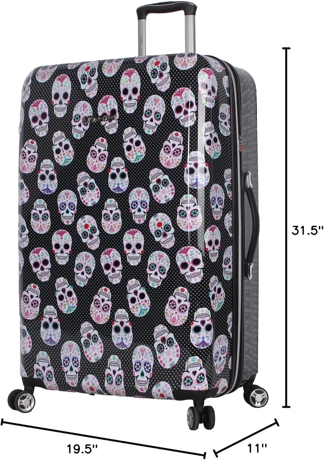 Betsey Johnson 30 Inch Checked Luggage Collection - Expandable Scratch Resistant (ABS   PC) Hardside Suitcase - Designer Lightweight Bag with 8-Rolling Spinner Wheels