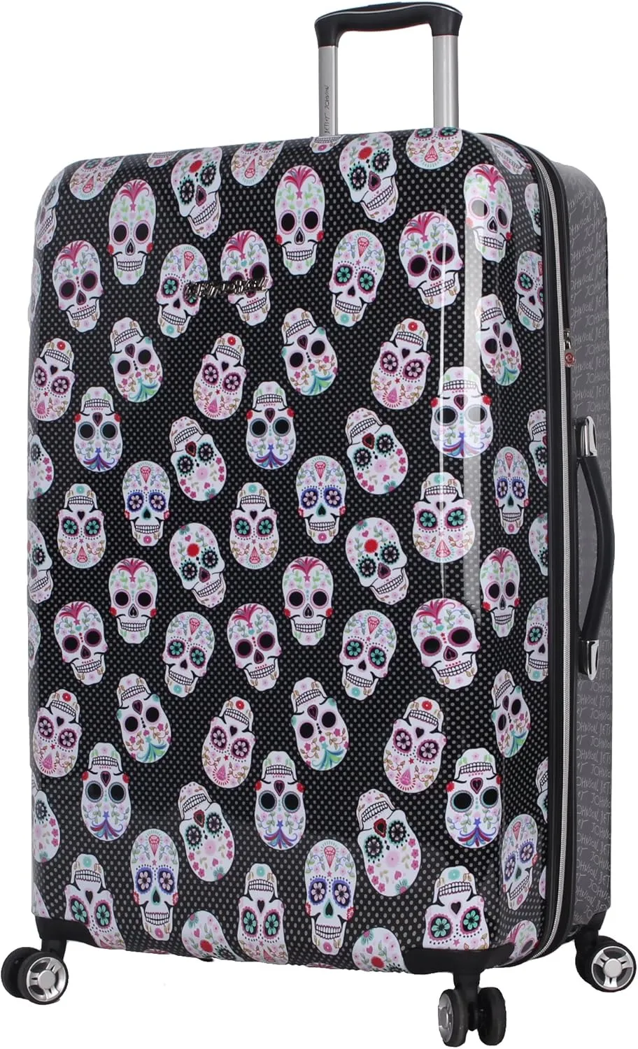 Betsey Johnson 30 Inch Checked Luggage Collection - Expandable Scratch Resistant (ABS   PC) Hardside Suitcase - Designer Lightweight Bag with 8-Rolling Spinner Wheels