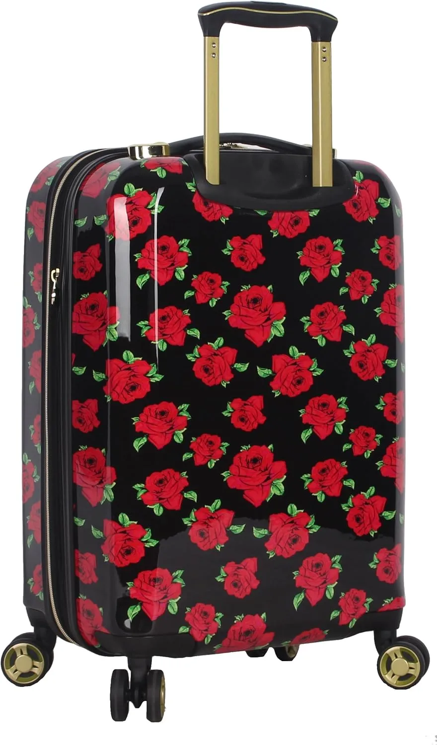 Betsey Johnson Designer 20 Inch Carry On - Expandable (ABS   PC) Hardside Luggage - Lightweight Durable Suitcase With 8-Rolling Spinner Wheels for Women (Covered Roses)