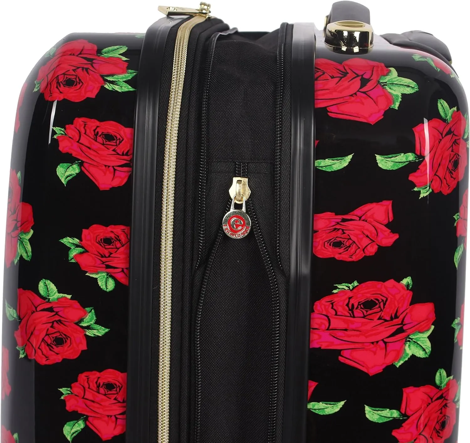 Betsey Johnson Designer 20 Inch Carry On - Expandable (ABS   PC) Hardside Luggage - Lightweight Durable Suitcase With 8-Rolling Spinner Wheels for Women (Covered Roses)