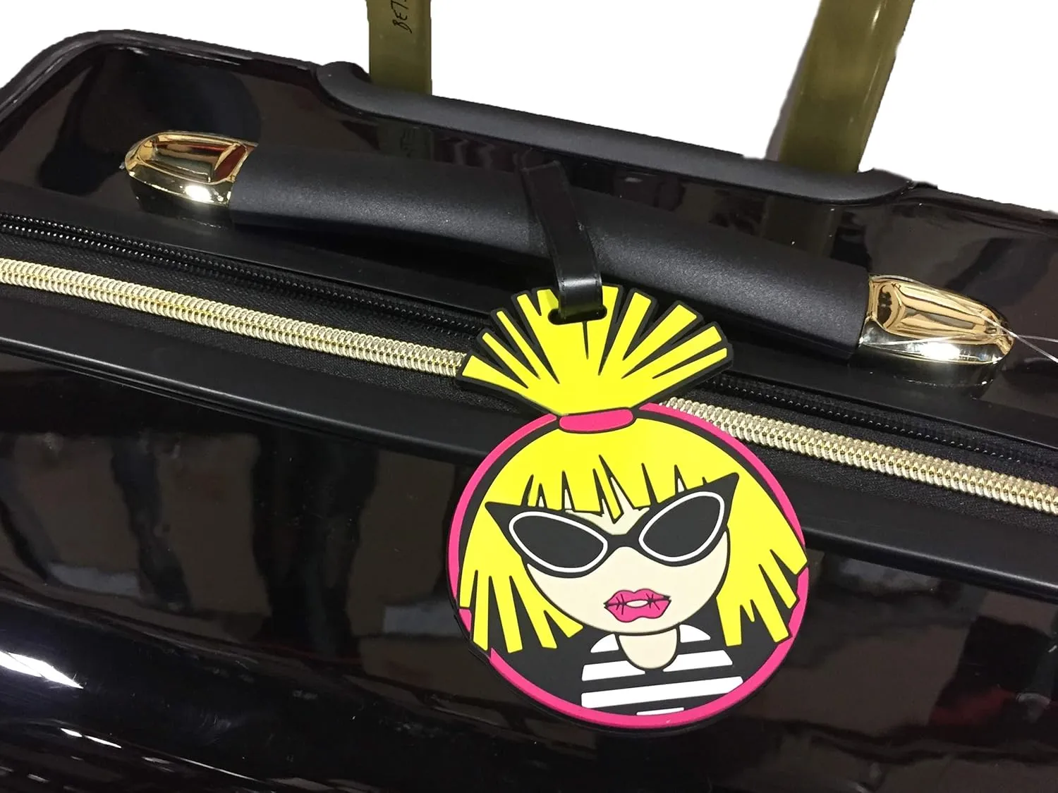 Betsey Johnson Designer 20 Inch Carry On - Expandable (ABS   PC) Hardside Luggage - Lightweight Durable Suitcase With 8-Rolling Spinner Wheels for Women (Heart to Heart Black)