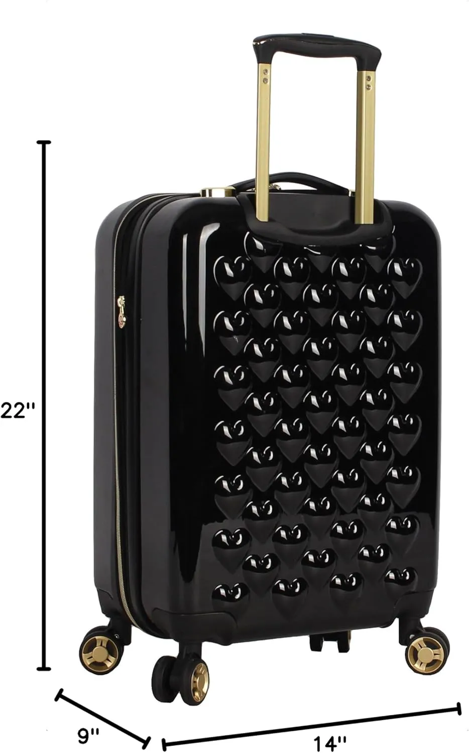 Betsey Johnson Designer 20 Inch Carry On - Expandable (ABS   PC) Hardside Luggage - Lightweight Durable Suitcase With 8-Rolling Spinner Wheels for Women (Heart to Heart Black)