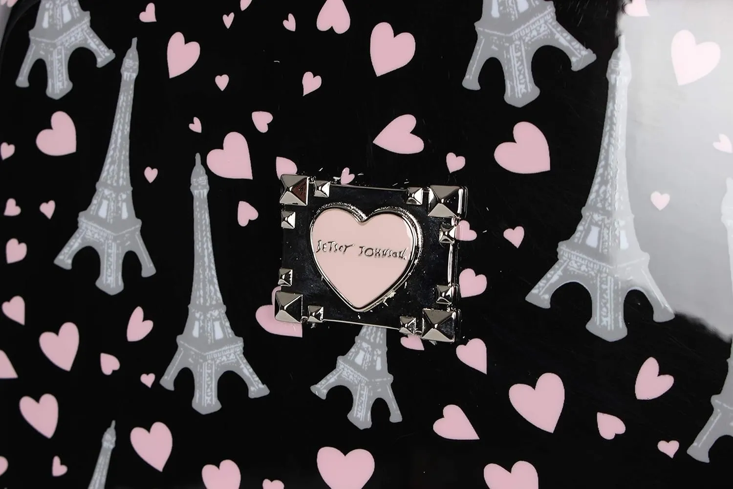Betsey Johnson Designer 20 Inch Carry On - Expandable (ABS   PC) Hardside Luggage - Lightweight Durable Suitcase With 8-Rolling Spinner Wheels for Women (Paris Love)