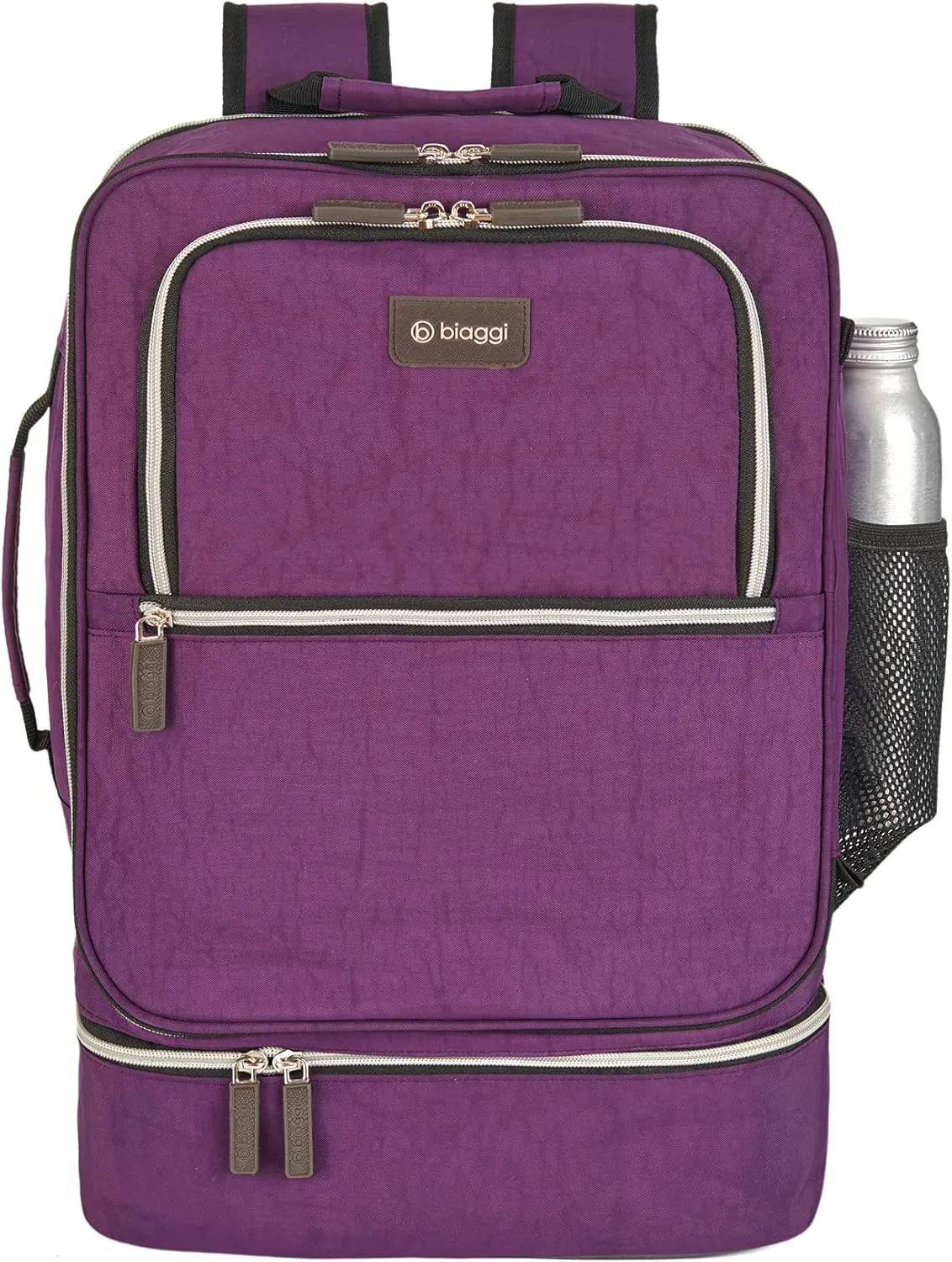 biaggi Carry Cube Backpack: TSA Approved Travel Bag with Removable Packing Cube, Lightweight & Durable for Personal Item Use (Purple)