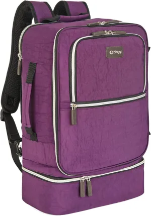 biaggi Carry Cube Backpack: TSA Approved Travel Bag with Removable Packing Cube, Lightweight & Durable for Personal Item Use (Purple)